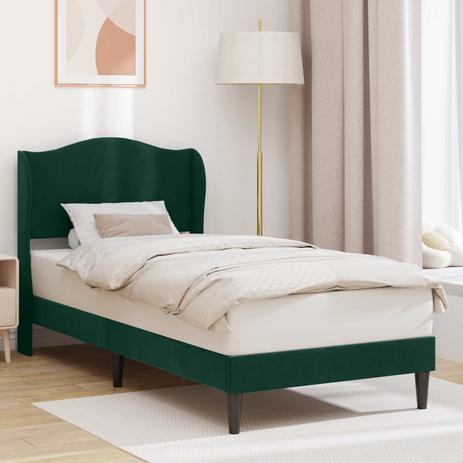 Bedframe met hoofdeinde Donkergroen 90 x 200 cm Fluweel – afbeelding 1