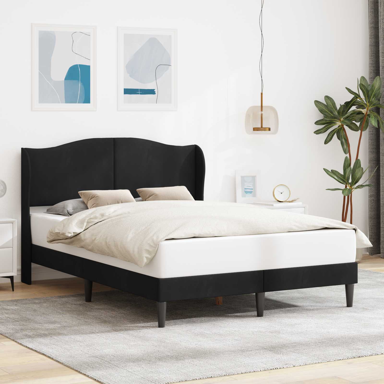 Bedframe met hoofdeinde Zwart 120 x 190 cm Fluweel – afbeelding 1