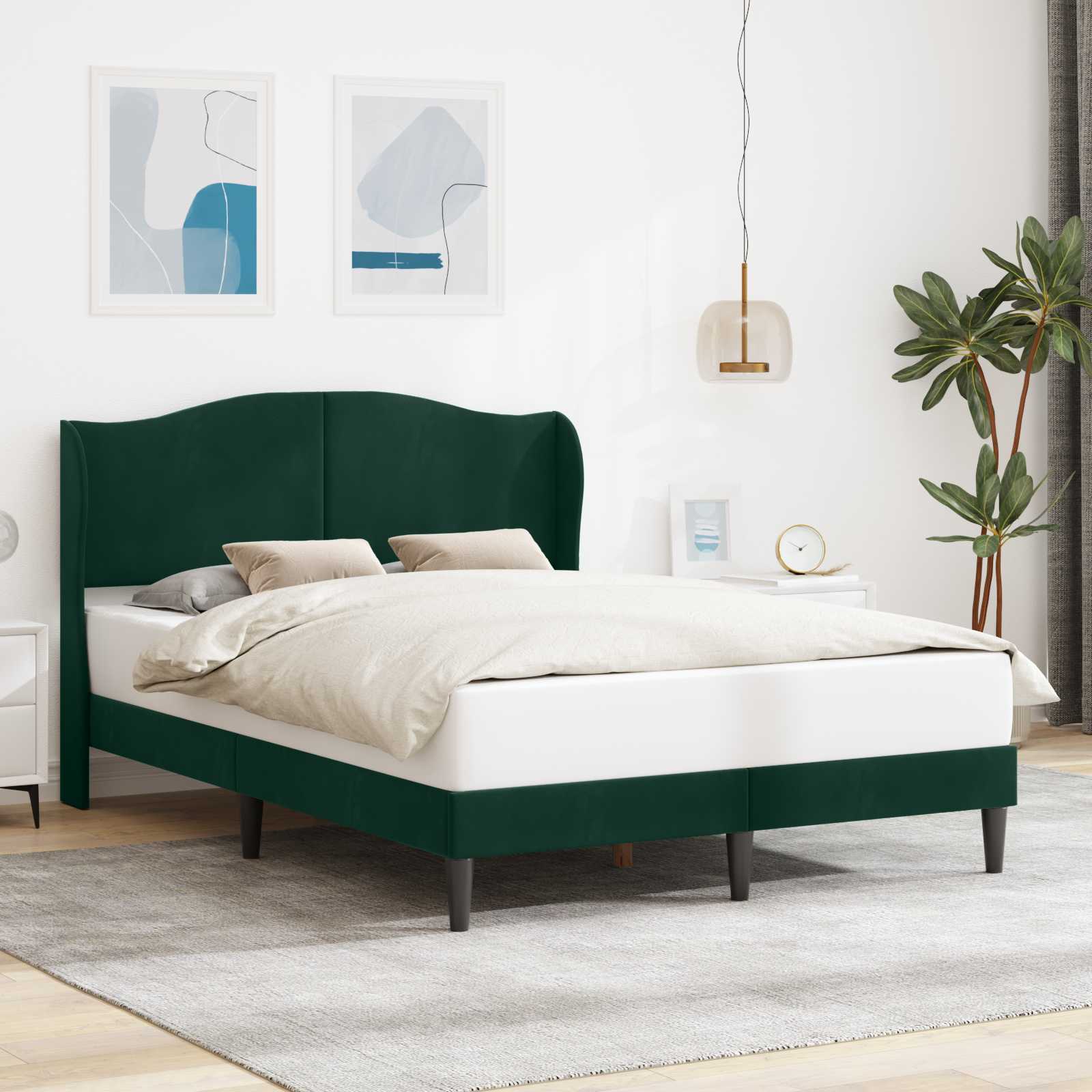 Bedframe met hoofdeinde Donkergroen 120 x 200 cm Fluweel – afbeelding 1