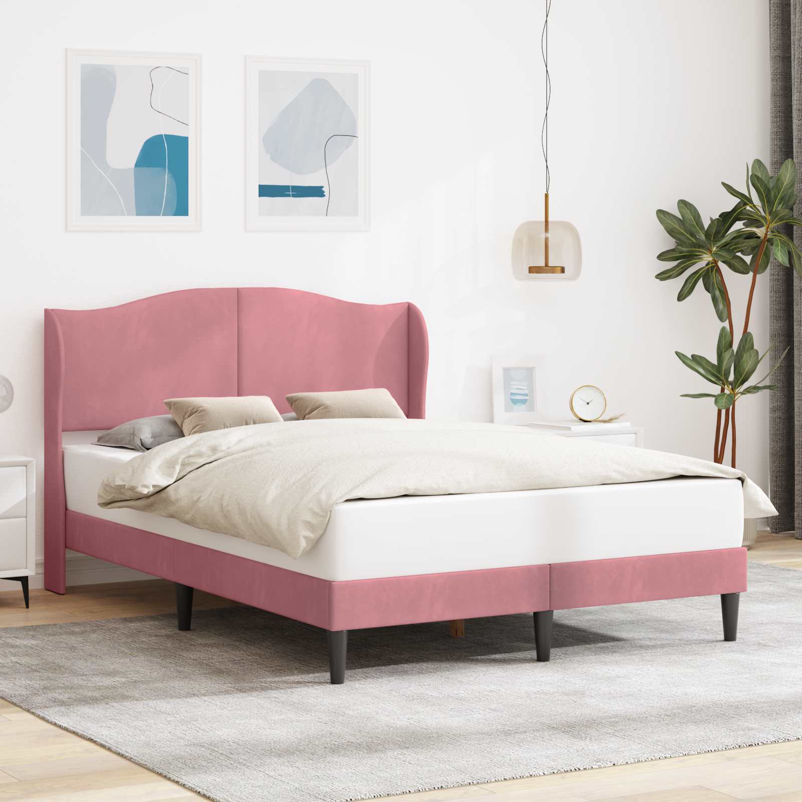Bedframe met hoofdeinde Roze 120 x 200 cm Fluweel – afbeelding 1