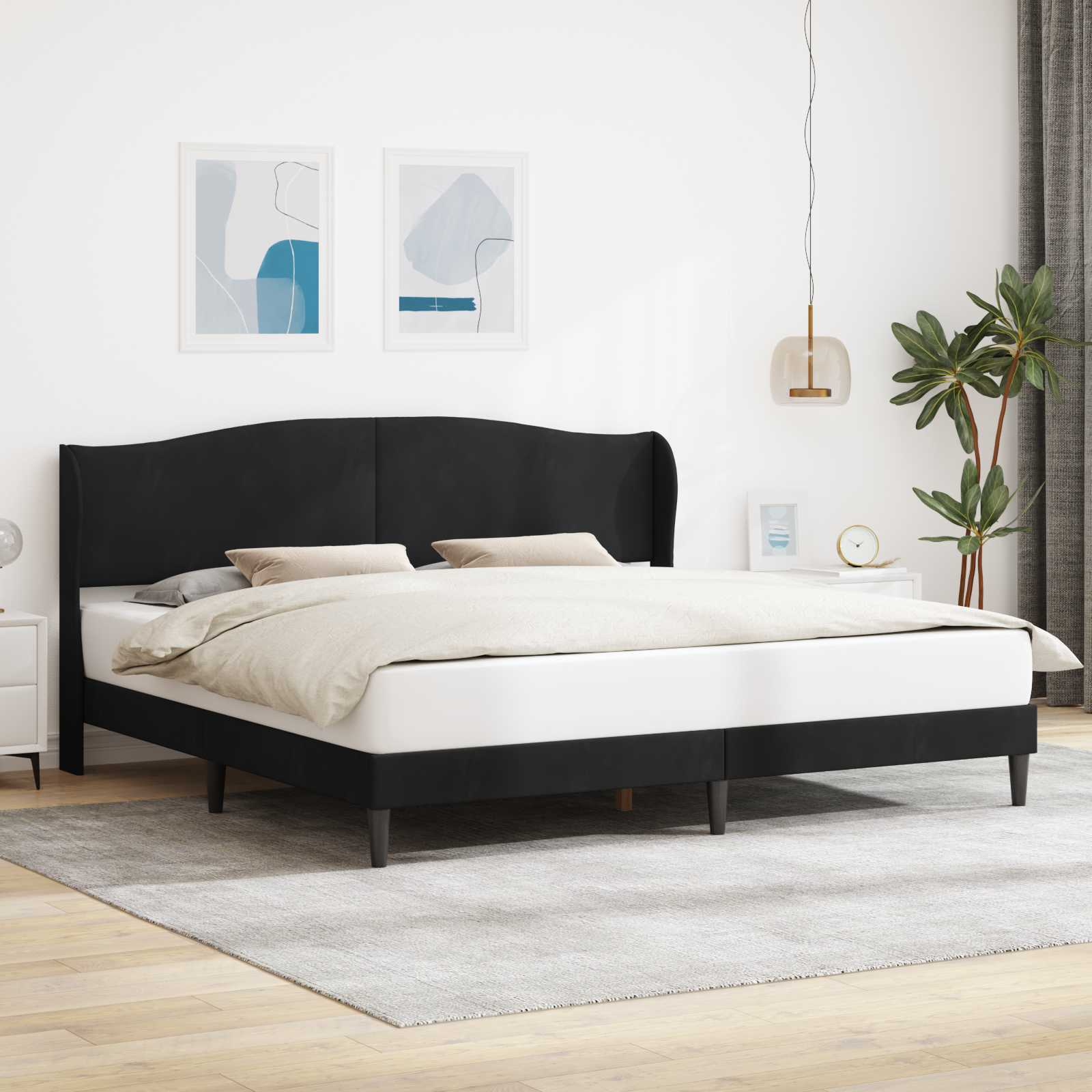 Bedframe met hoofdeinde Zwart 180 x 200 cm Fluweel – afbeelding 1