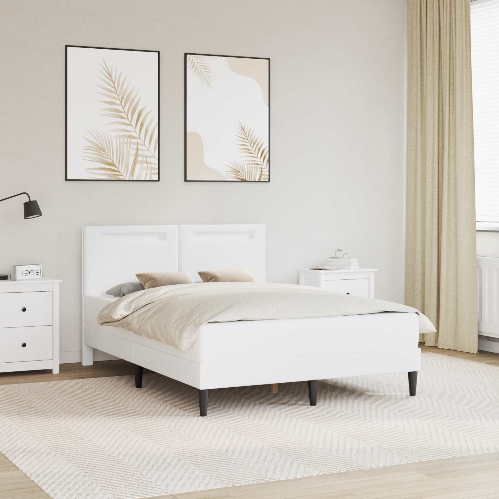 Bedframe met LED-stripverlichting Wit 120 x 200 cm Kunstleer