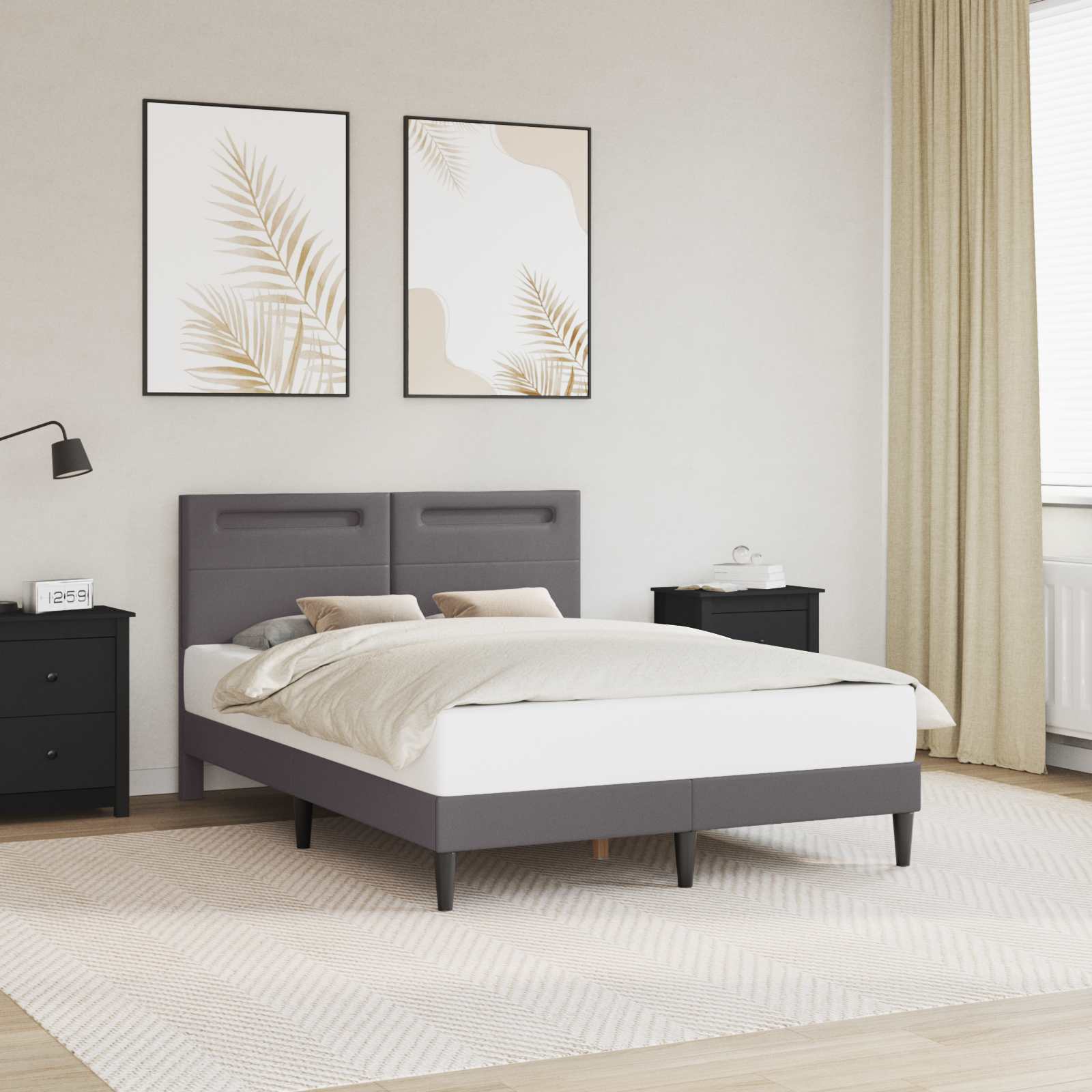 Bedframe met LED-stripverlichting Grijs 140 x 200 cm Kunstleer