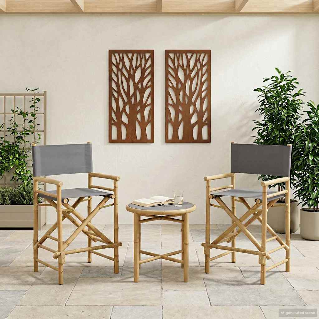 Vouwbare Regisseursstoel 2 pcs Naturel 58 x 48 x 115 cm Bamboe – afbeelding 1