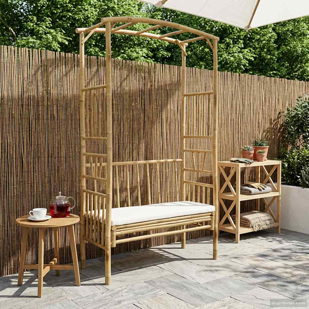 Tuinboog met Bank Naturel 115 x 50 x 205 cm Bamboe