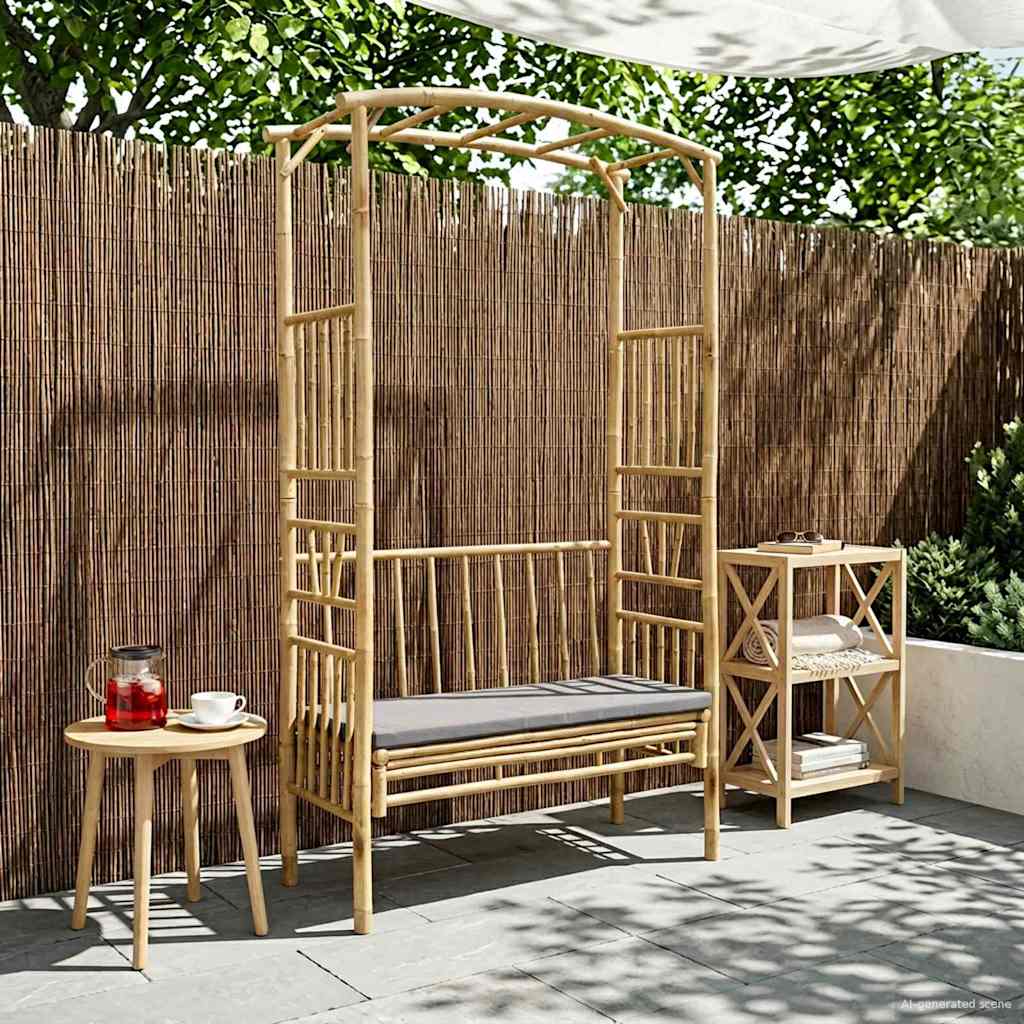 Tuinboog met Bank Naturel 115 x 50 x 205 cm Bamboe