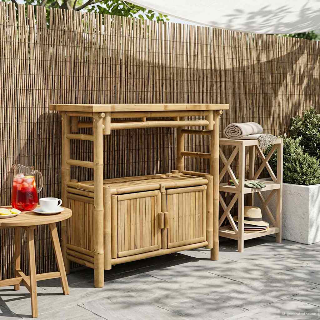 Wandtafel met plank met opslag Naturel 80 x 35 x 75 cm Bamboe
