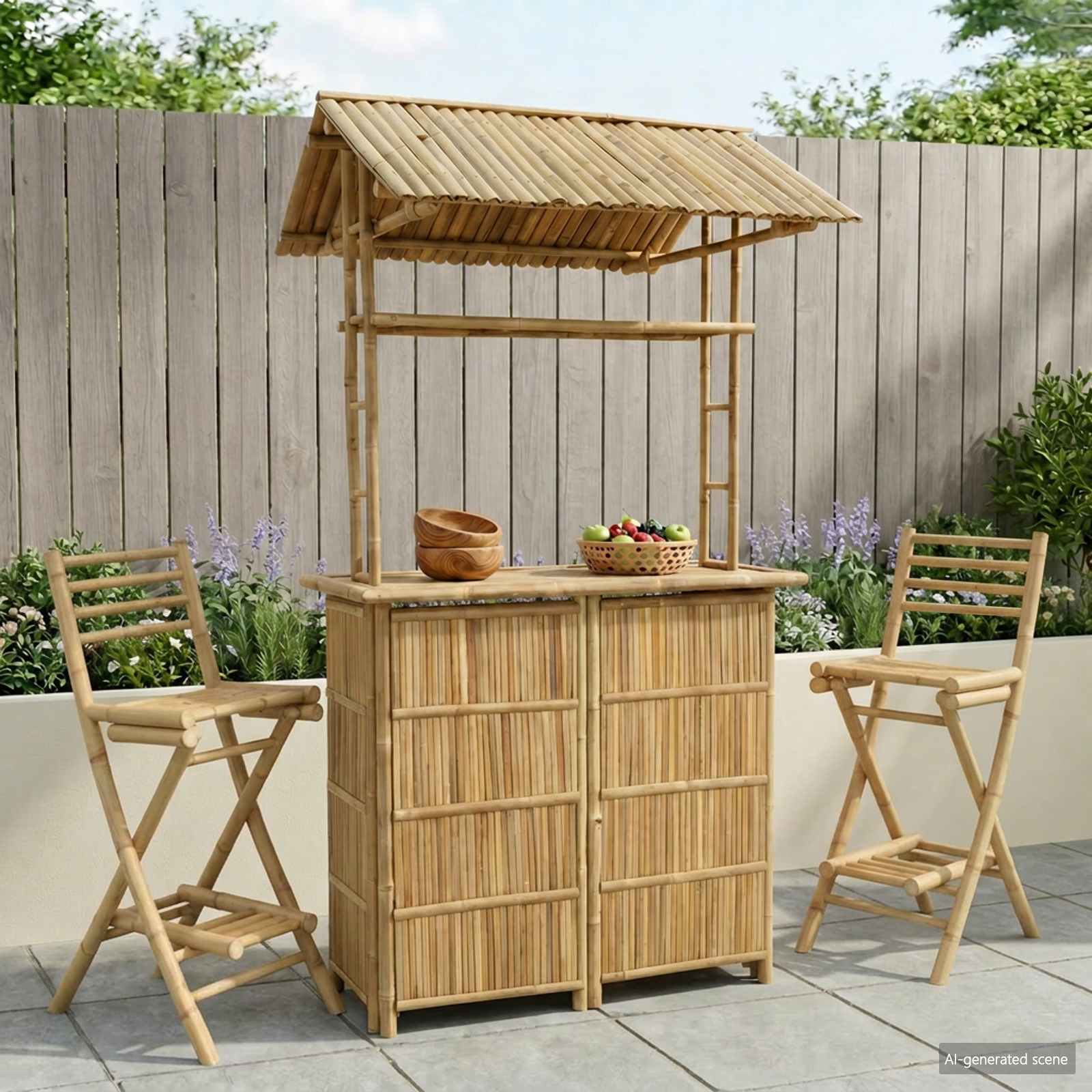 Buiten Bartafel Naturel 115 x 95 x 214 cm Bamboe
