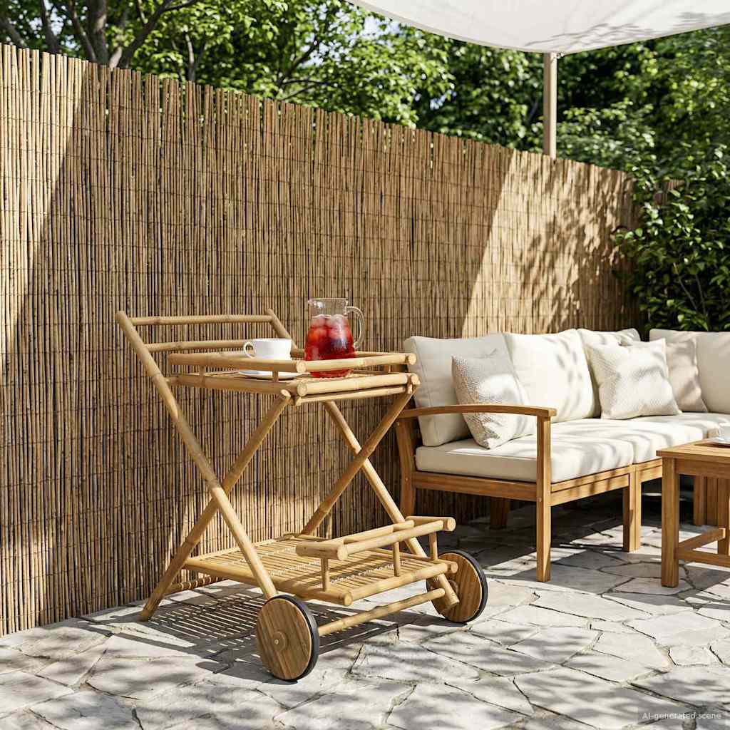 Theekar met wielen Naturel 79 x 67,5 x 84 cm Bamboe