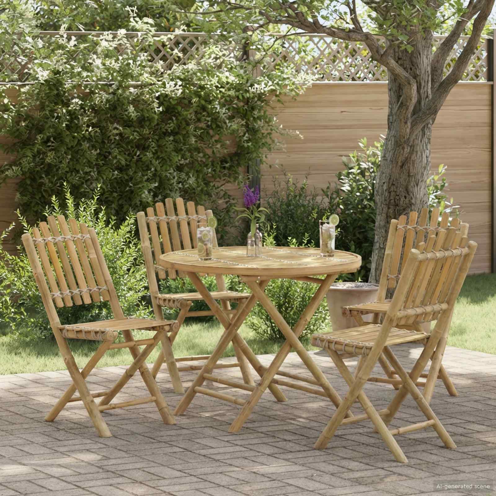 Tuinstafel Naturel 80 x 70 cm Bamboe – afbeelding 1