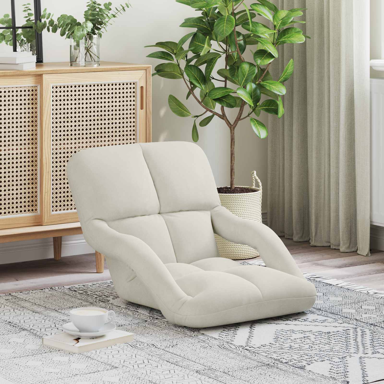 Vloerstoel Crème 58 x 62 x 58 cm Fluweel
