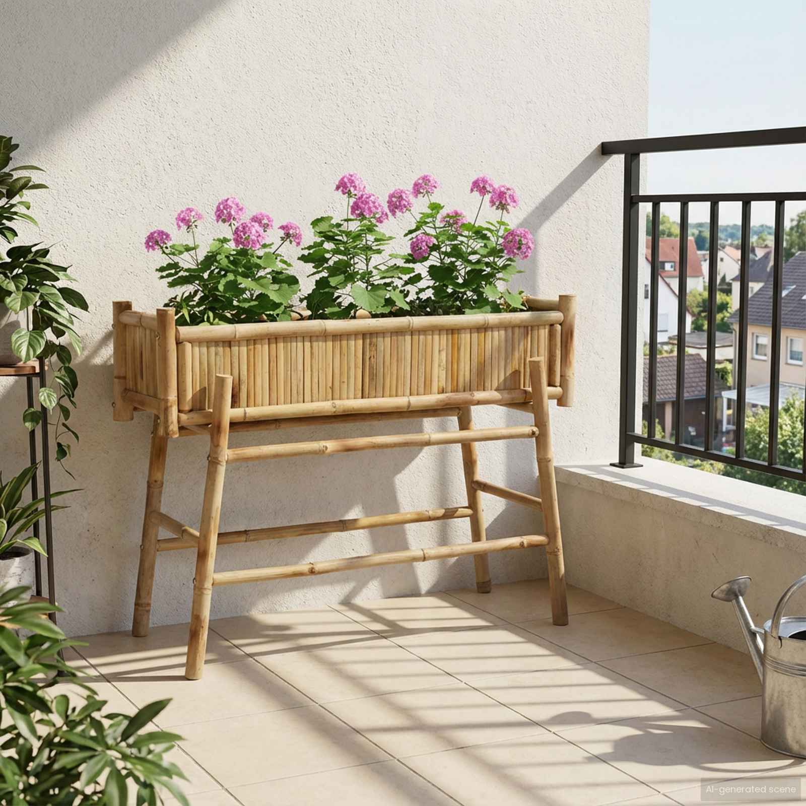 Tuinplanter met Houder Naturel 100 x 38 x 74 cm Bamboe