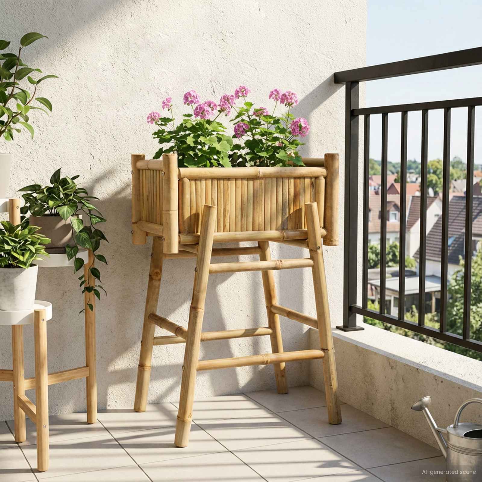 Tuinplanter met Houder Naturel 50 x 38 x 74 cm Bamboe