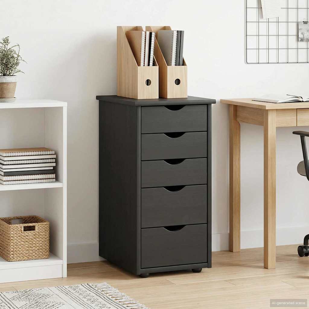 Kast Zwart 34 x 39 x 61,5 cm Massief Vurenhout