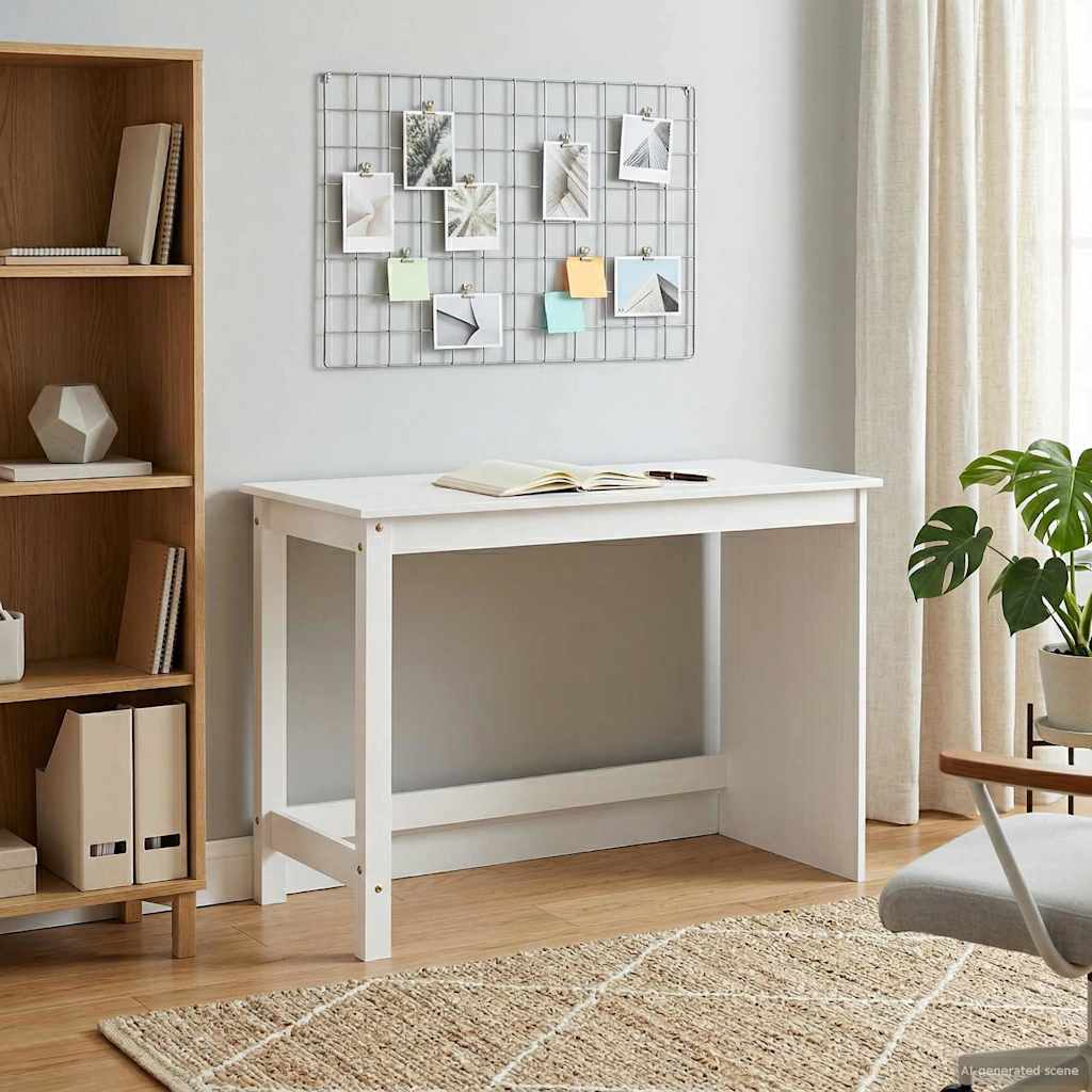 Bureau Wit 112 x 50 x 75 cm Massief Vurenhout