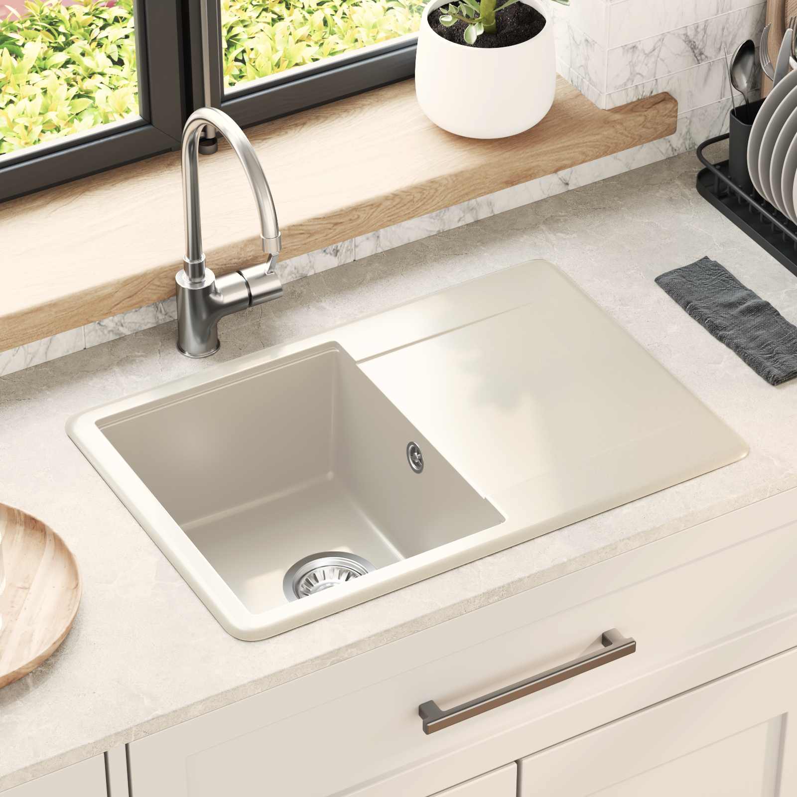 Wasbak Beige 670 x 460 mm 80% Kwarts en 20% Hars