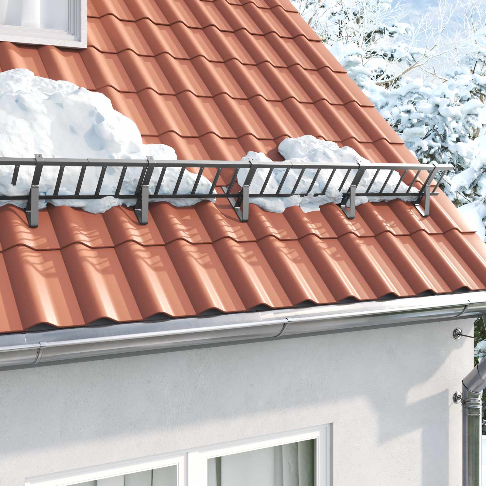 Sneeuwbeveiligingsteun 6 pcs Antraciet 29,5 x 3 x 34,5 cm Staal – afbeelding 1