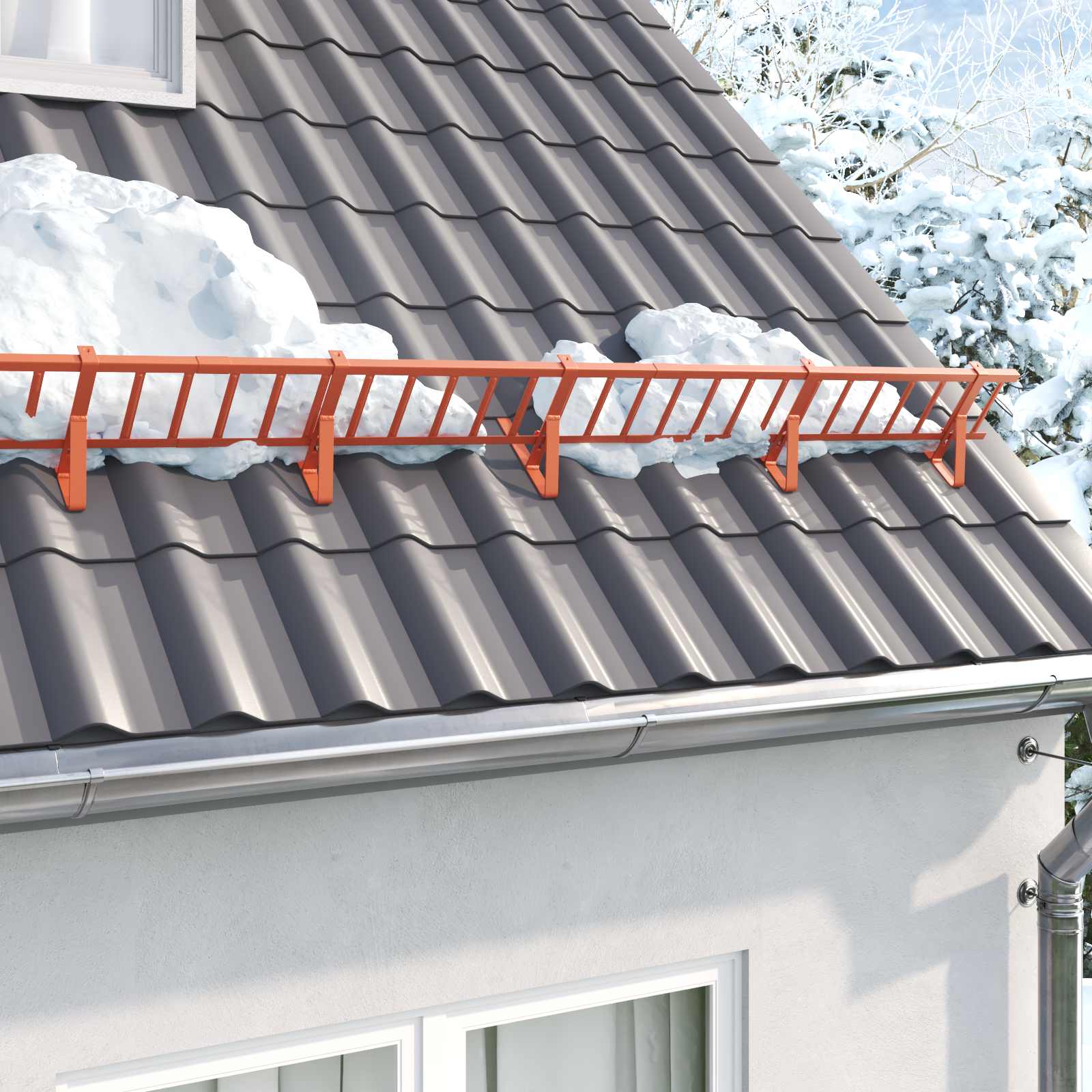 Dak sneeuwbeugel Rood 300 x 2,5 x 20 cm Staal