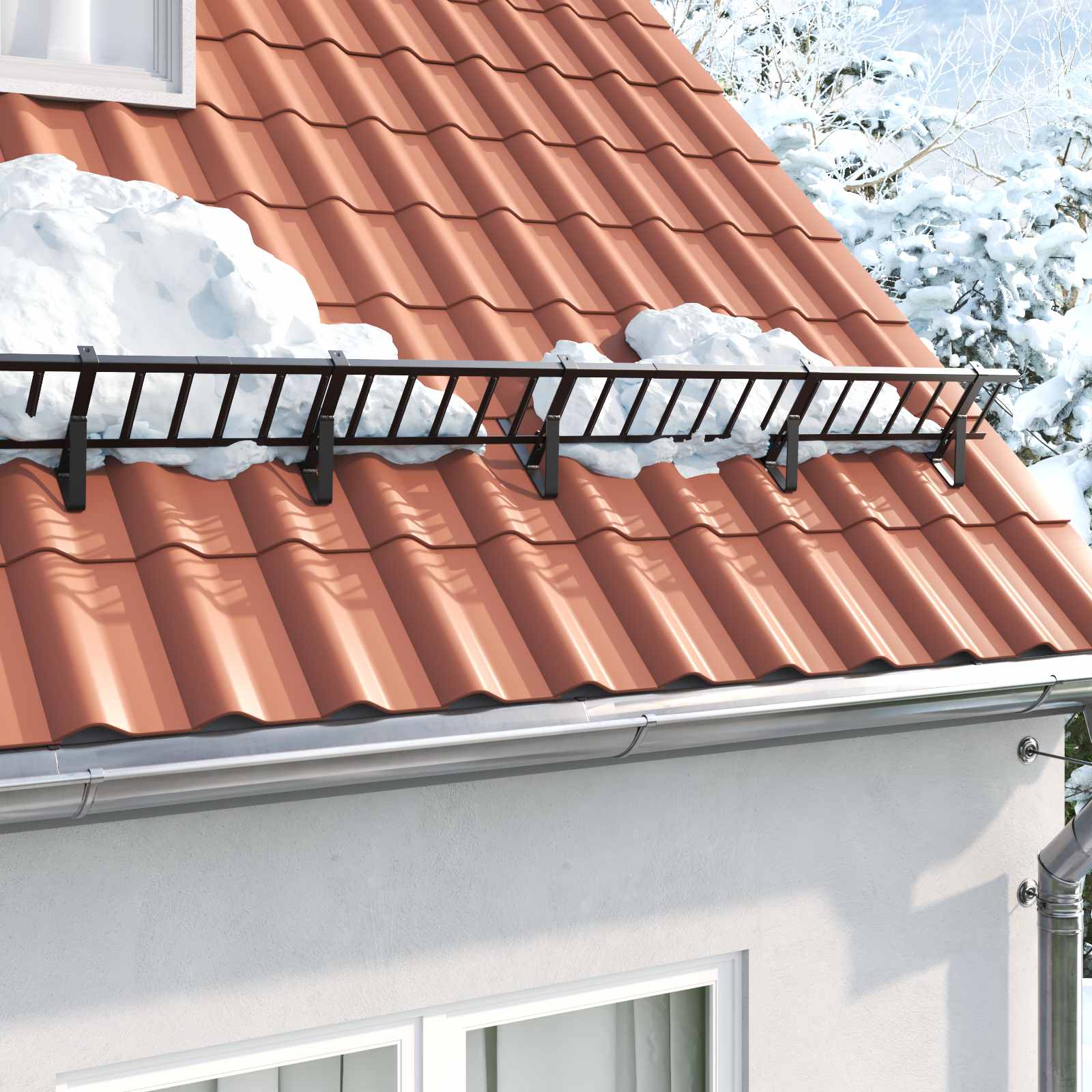 Sneeuwbeveiligingsteun 6 pcs Zwart 29,5 x 3 x 34,5 cm Staal