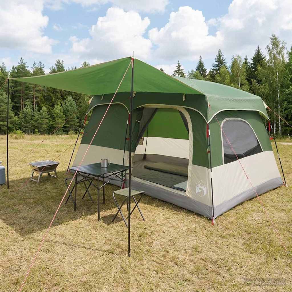 Gezinstent met dak Groen 380 x 260 x 190 cm Polyester