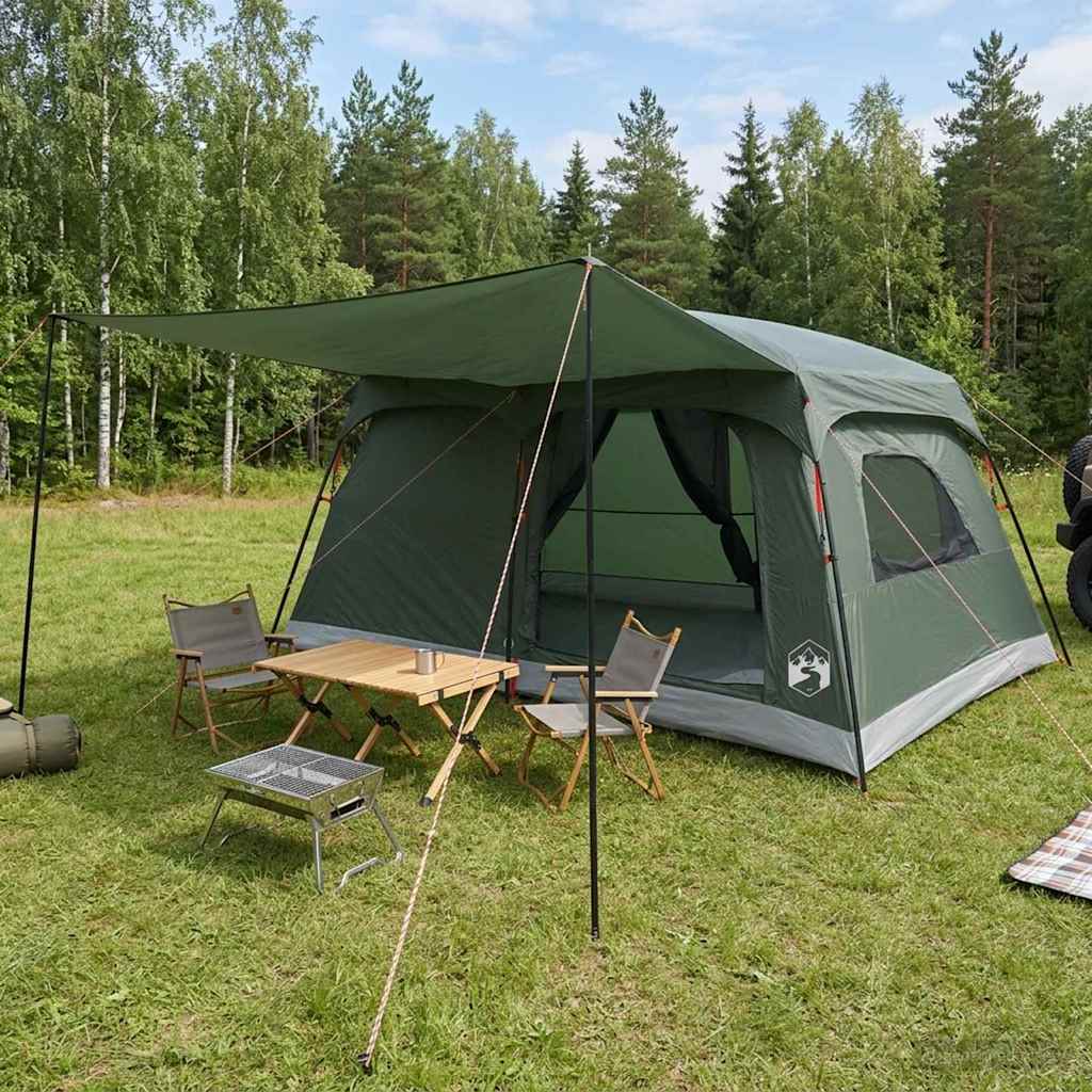 Gezinstent Legergroen 420 x 305 x 200 cm Polyester en staal