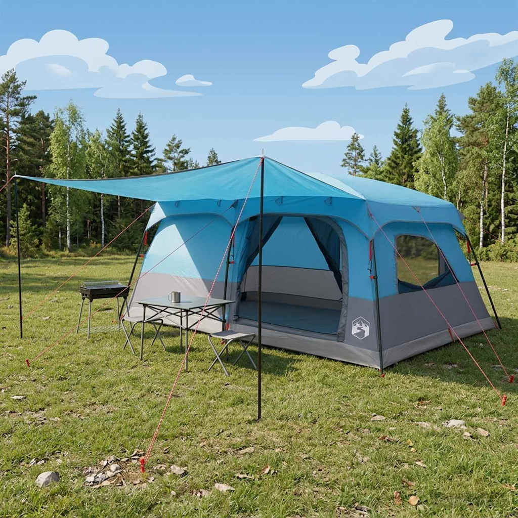 Gezinstent met dak Blauw 500 x 400 x 230 cm Polyester en staal