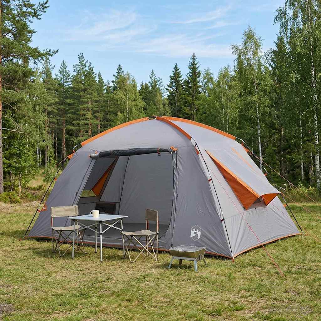 Huisje Tent Grijs en Oranje 400 x 210 x 180 cm Polyester
