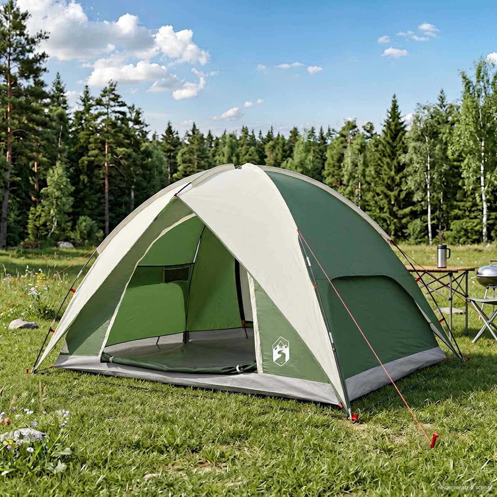 Camping Tent met Regenhoes Waterdicht Koepel Groen 4-persoons – afbeelding 1