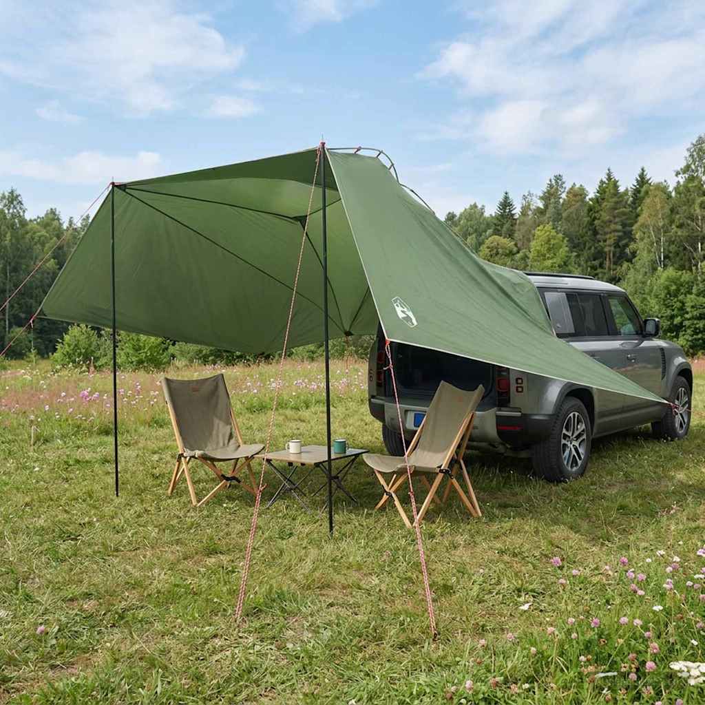 Autotent met dak Groen 350 x 250 cm Polyester en staal