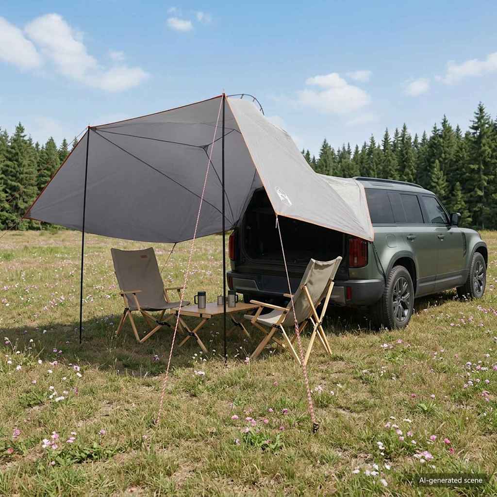 Autotent Grijs en Oranje 350 x 250 cm Polyester en staal