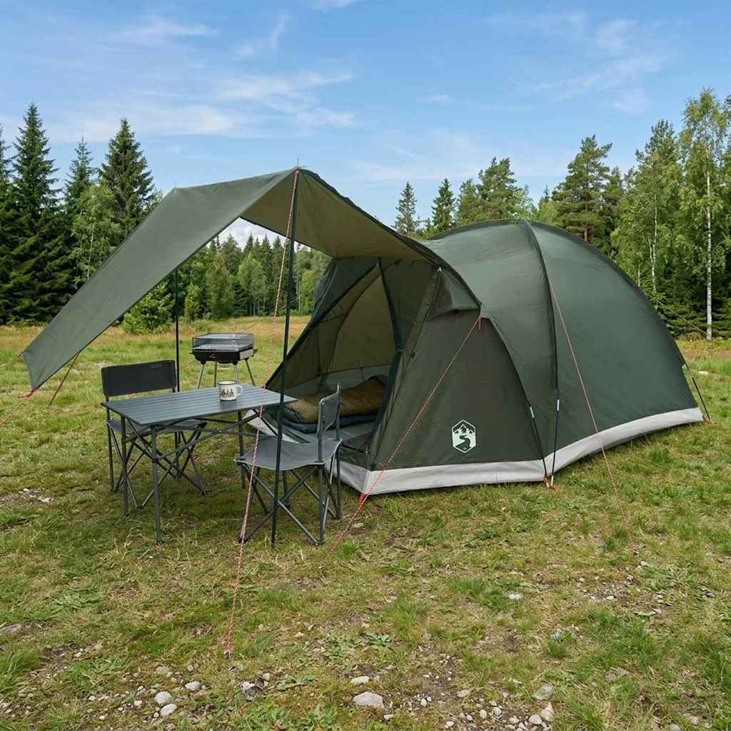 Huisje Tent met dak Leger groen 4-persoons Polyester en staal