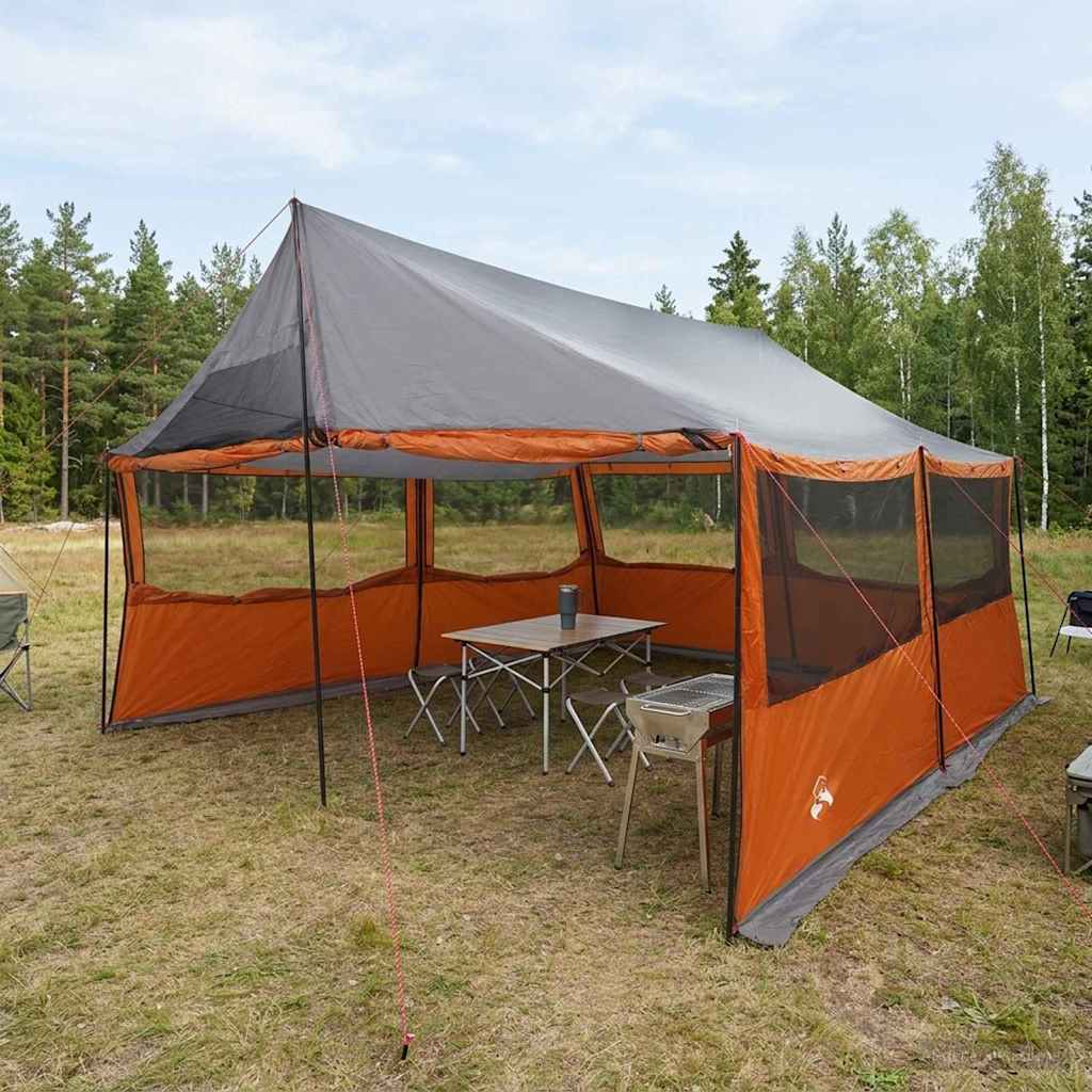 Gezinstent met dak Grijs en Oranje 450 x 400 x 265 cm