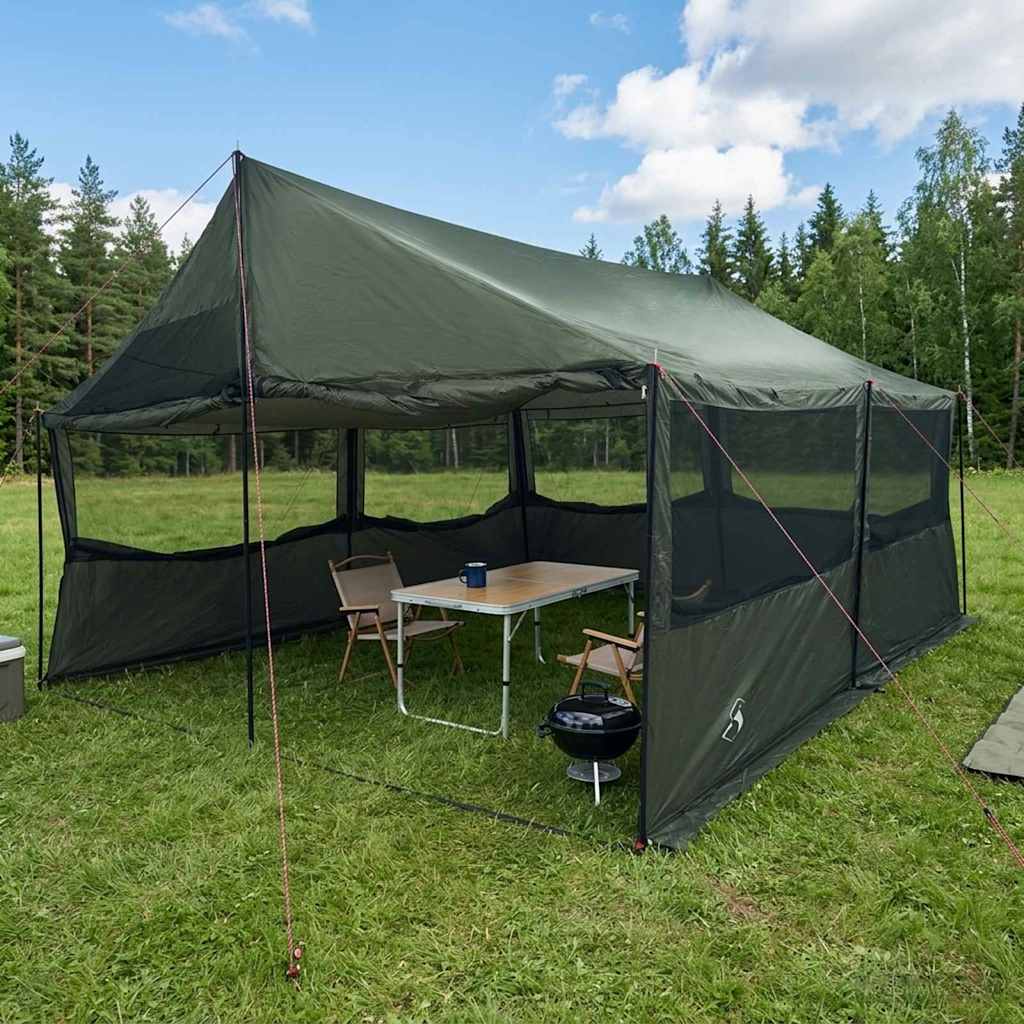 Gezinstent Leger groen 450 x 400 x 265 cm Polyester en staal
