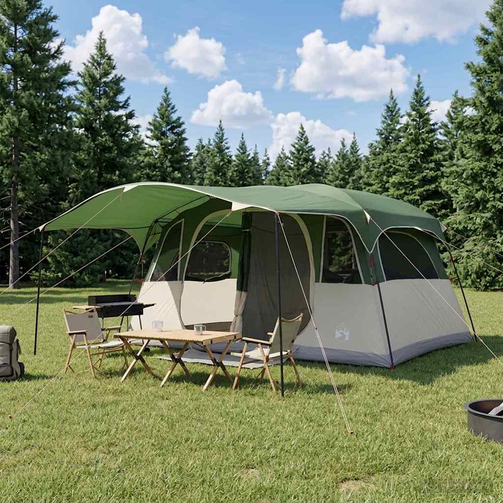 Tunneltent met dak Groen 366 x 244 x 198 cm Polyester en staal