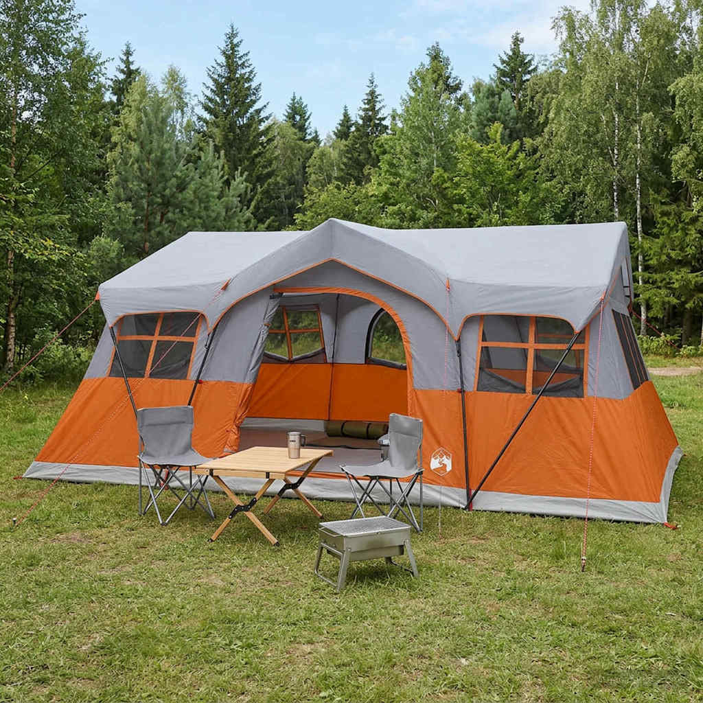 Gezinstent met dak Grijs en Oranje 487 x 340 x 216 cm