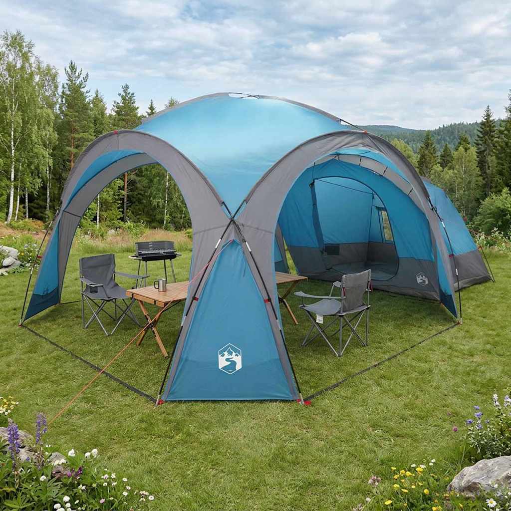 Zijtent met dak Blauw 410 x 410 x 250 cm Polyester en staal