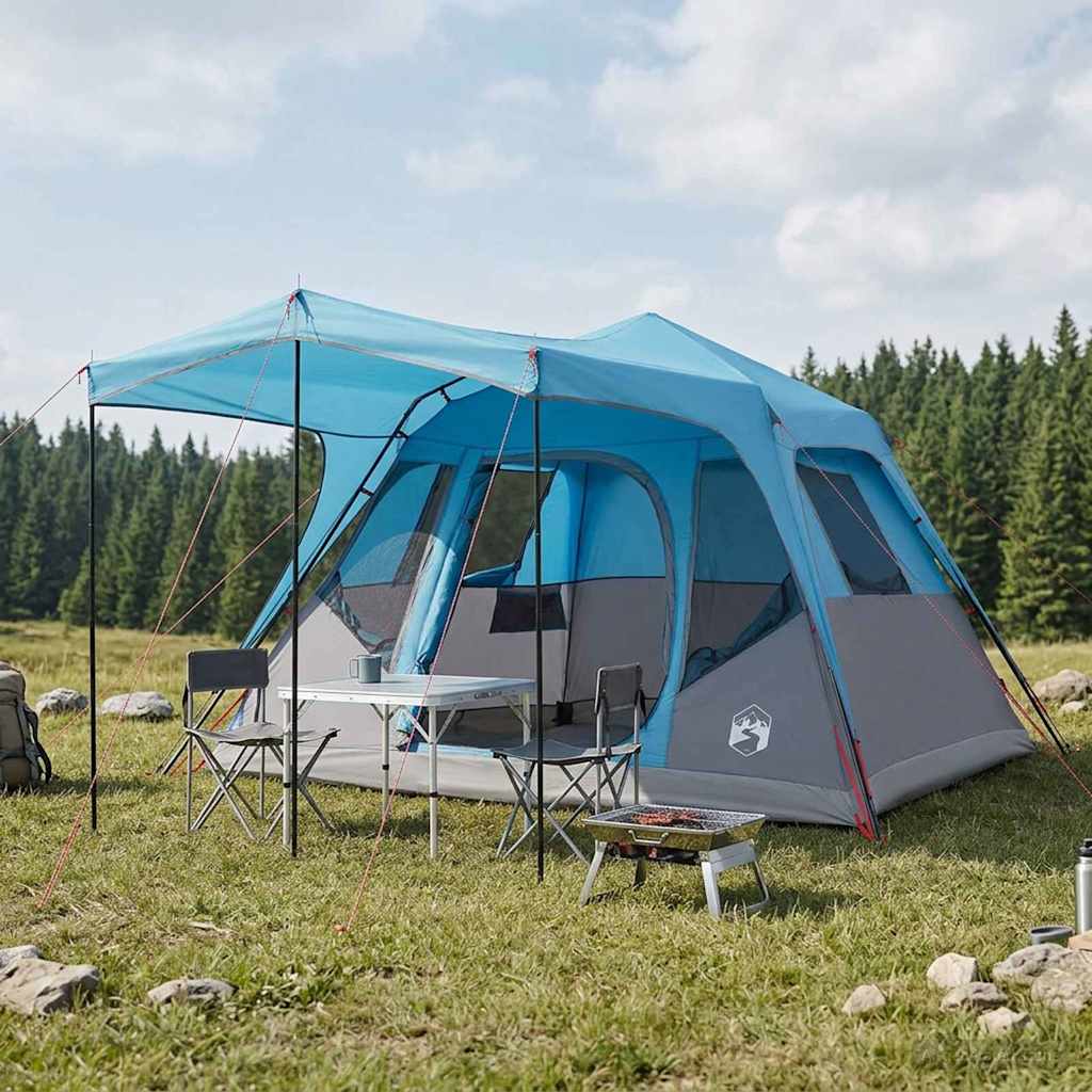Gezinstent met dak Blauw 305 x 275 x 190 cm Polyester en staal