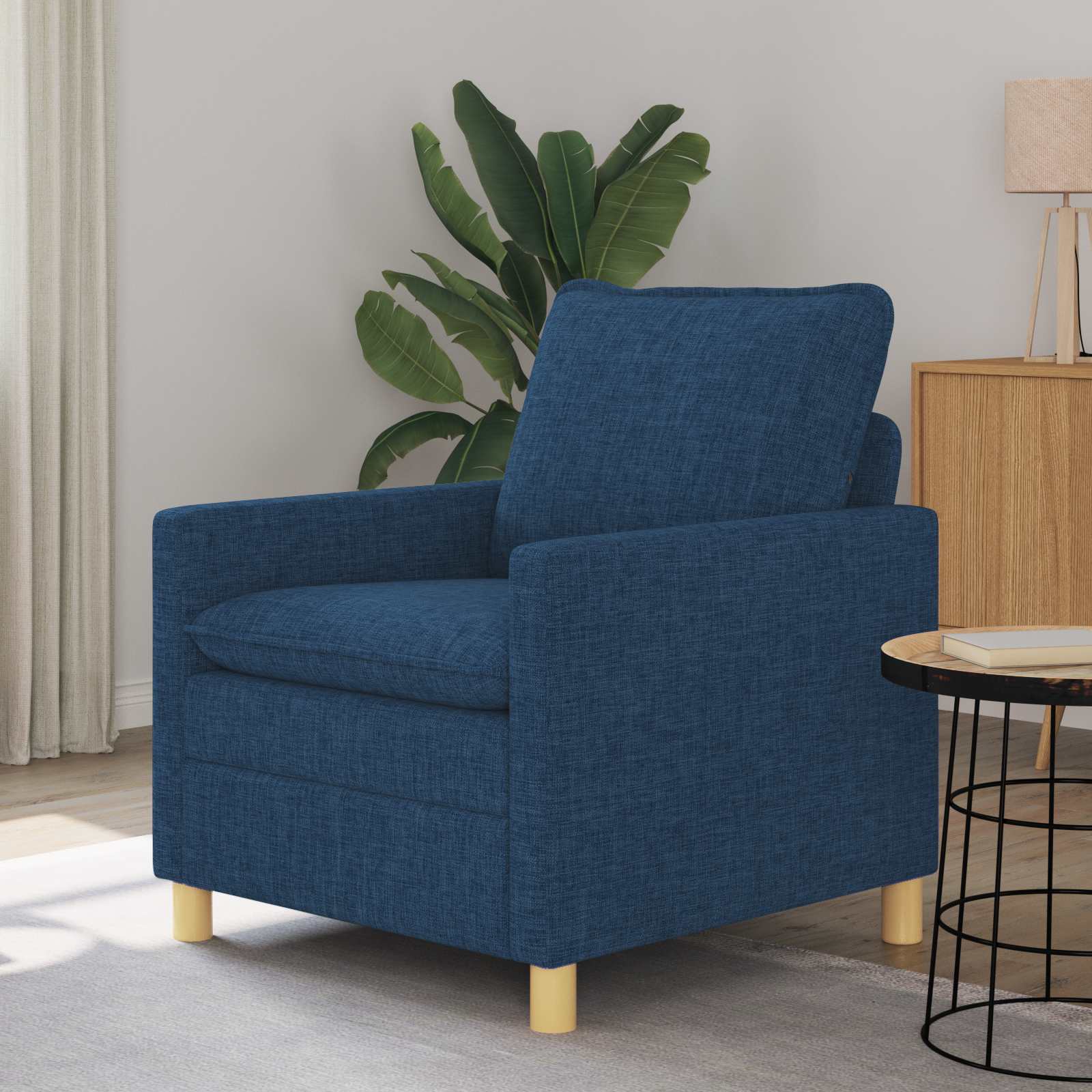Bank Blauw Stof – afbeelding 1