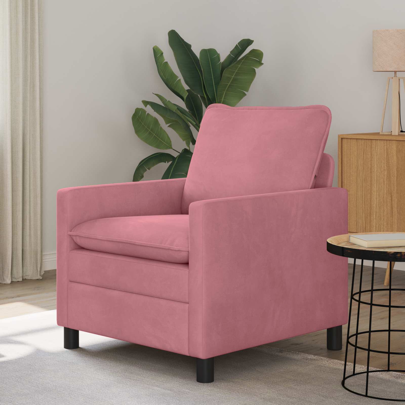 Bank Roze 76 x 81 x 87,5 cm Fluweel – afbeelding 1