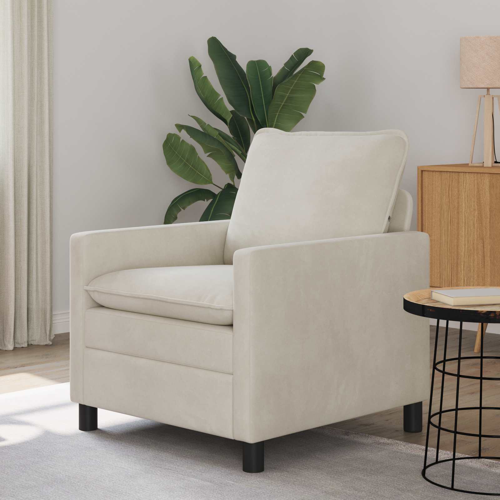 Bank Crèmekleurig 76 x 81 x 87,5 cm Fluweel – afbeelding 1