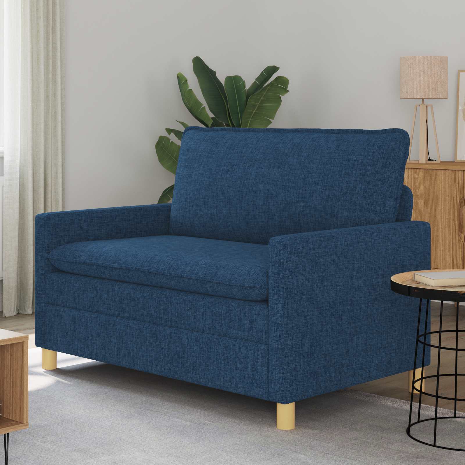 Bank Blauw Stof – afbeelding 1