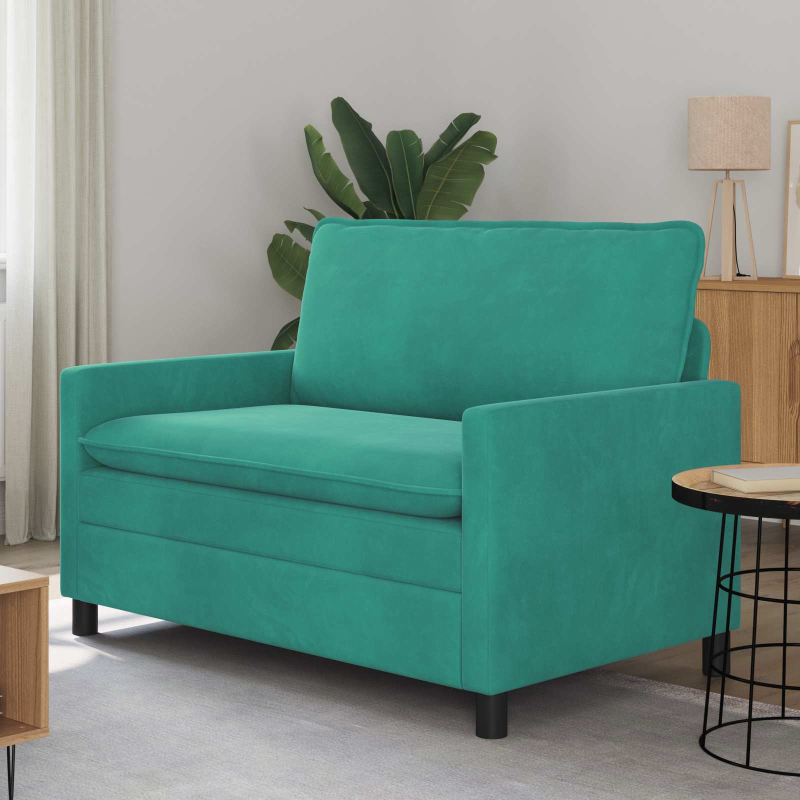 Bank Turquoise 126 x 81 x 87,5 cm Fluweel – afbeelding 1