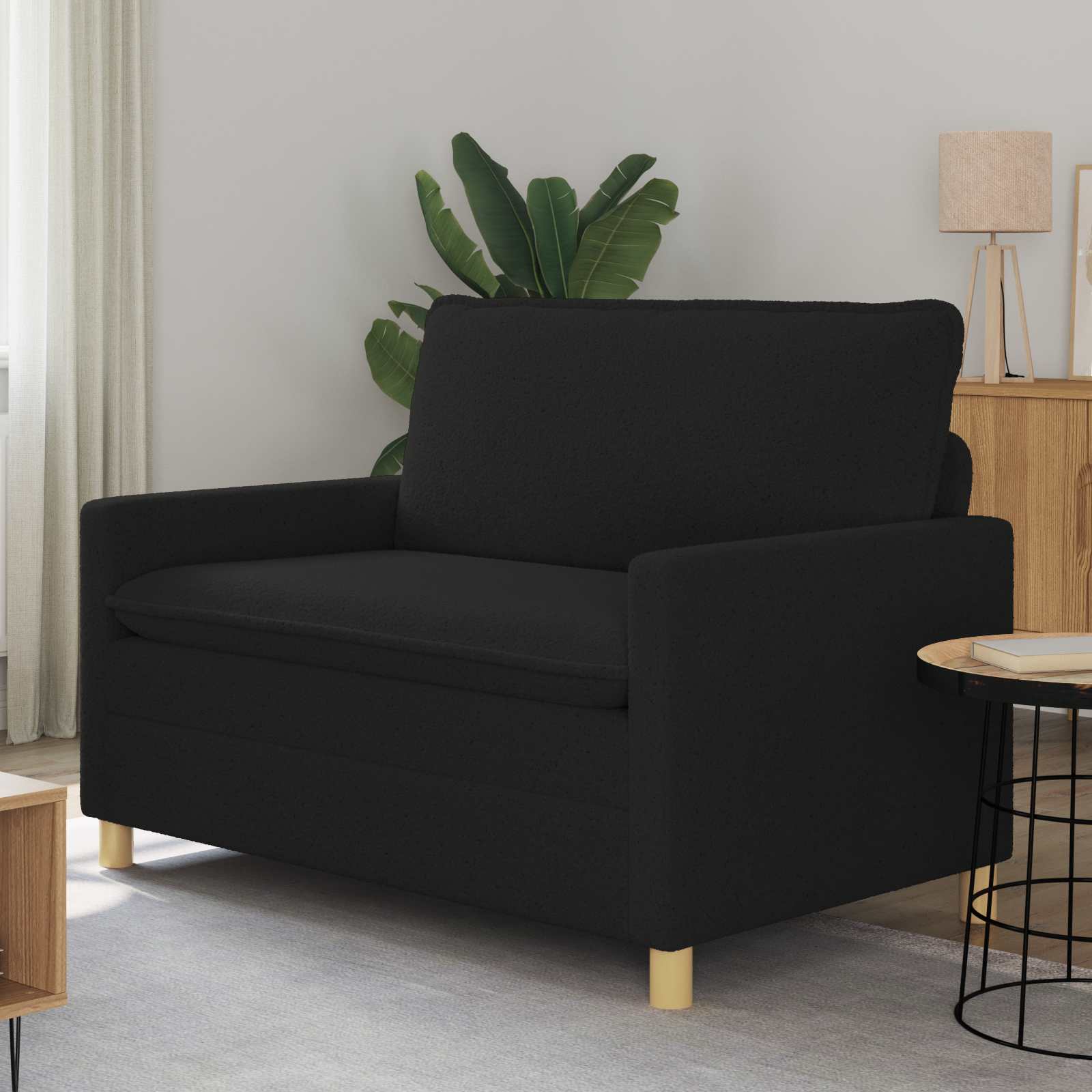 Bank Zwart 126 x 81 x 87,5 cm Stof – afbeelding 1