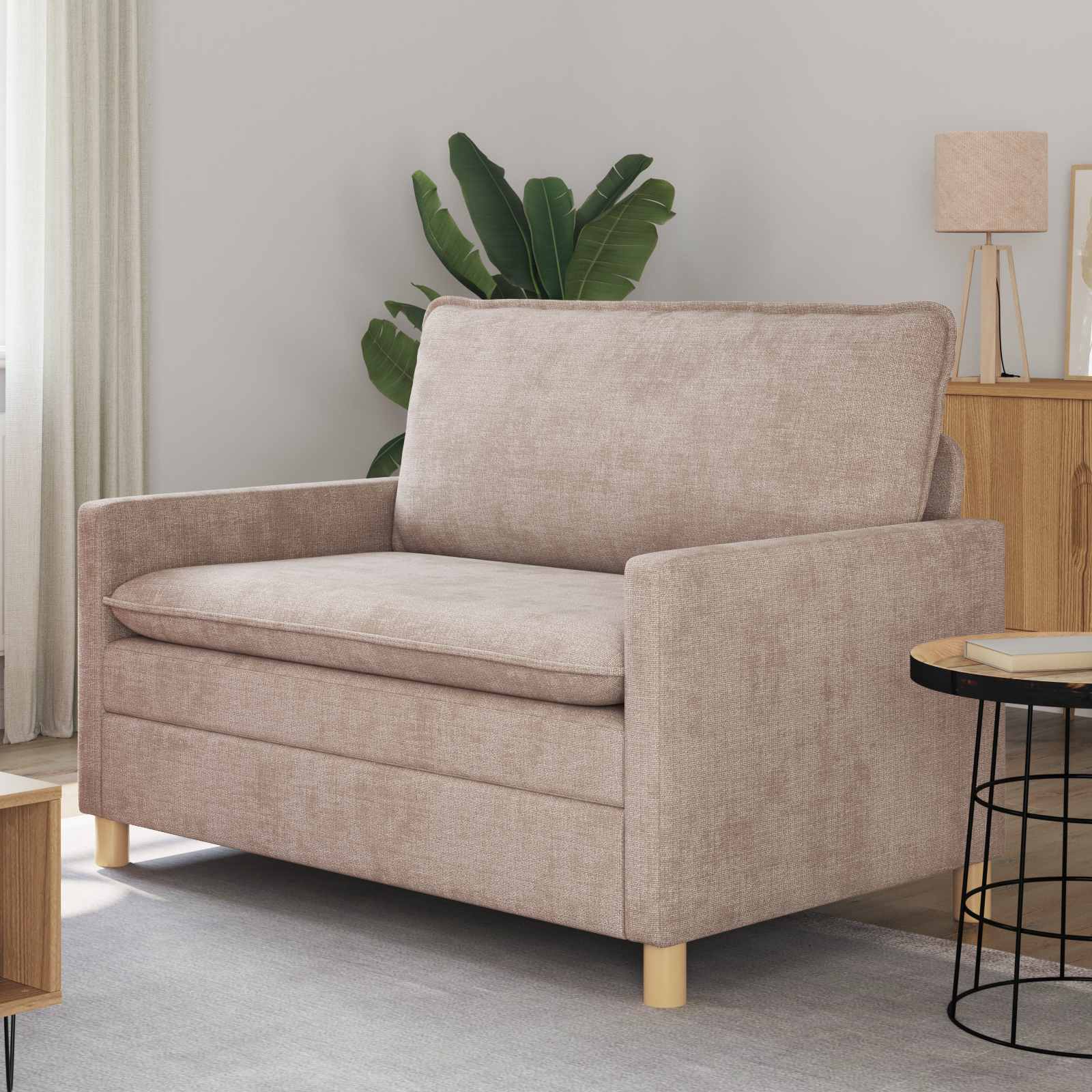 Bank Beige 126 x 81 x 87,5 cm Polyester – afbeelding 1
