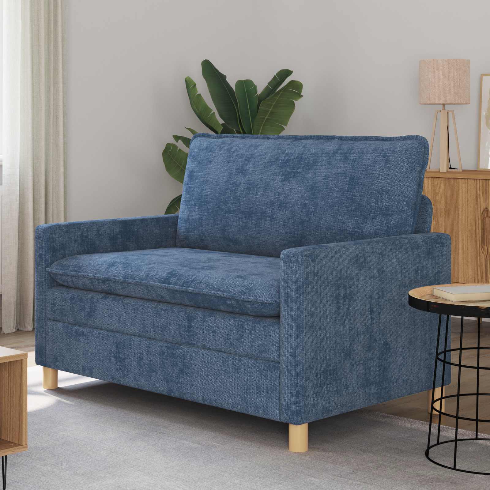 Bank Blauw 126 x 81 x 87,5 cm Polyester – afbeelding 1