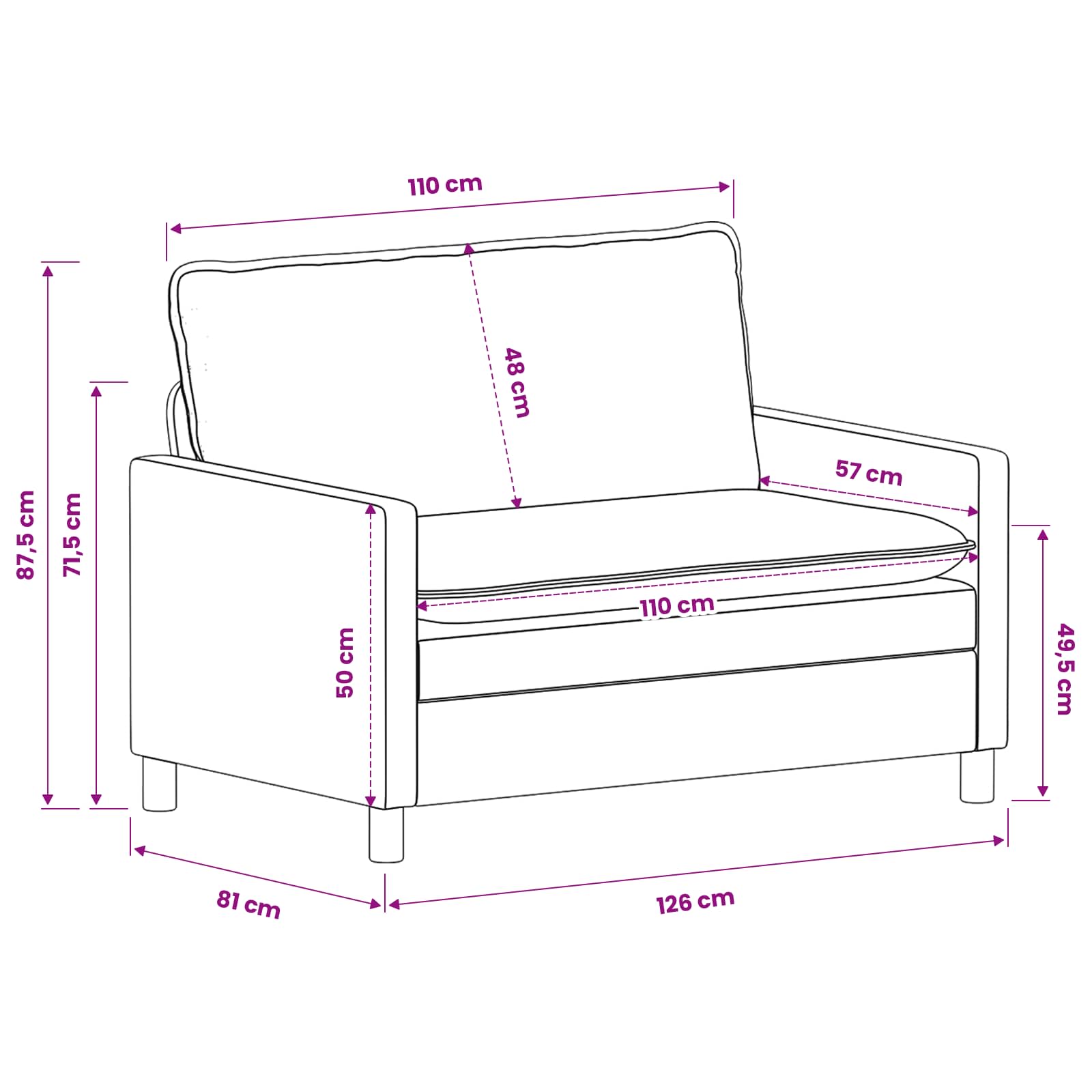 Bank Donkergrijs 126 x 81 x 87,5 cm Polyester – afbeelding 9