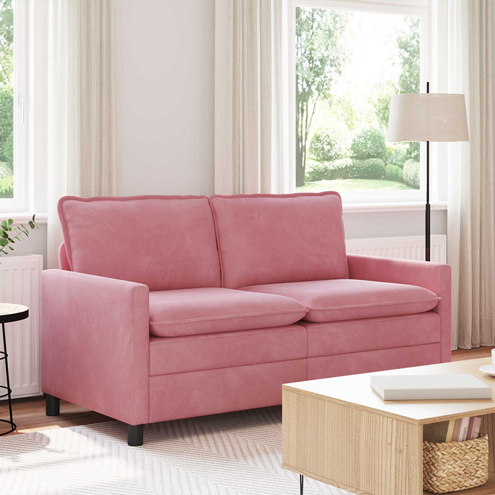 Bank Roze 156 x 81 x 87,5 cm Fluweel – afbeelding 1