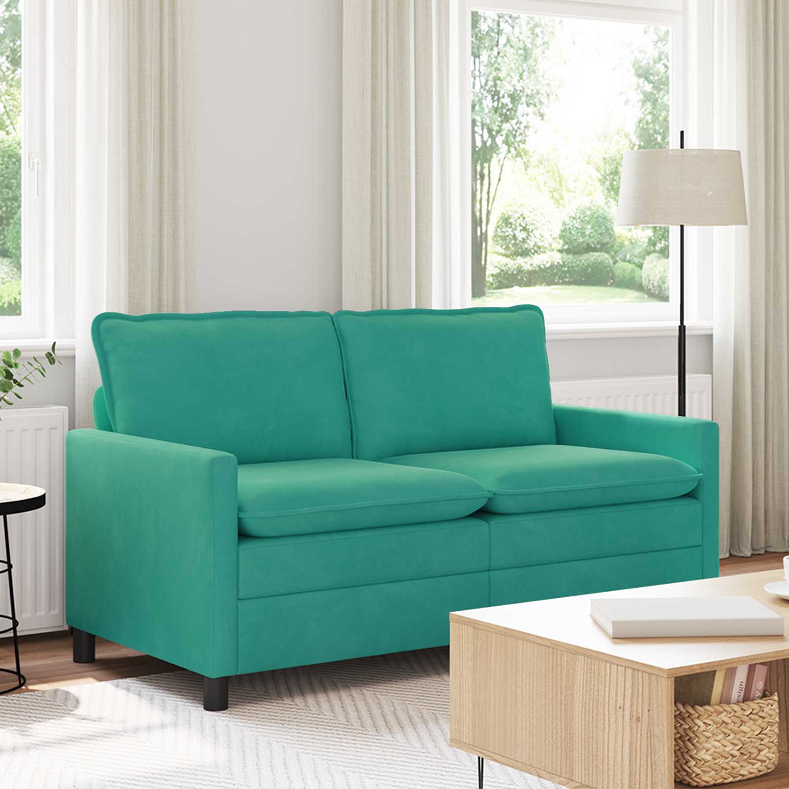 Bank Turquoise 156 x 81 x 87,5 cm Fluweel – afbeelding 1