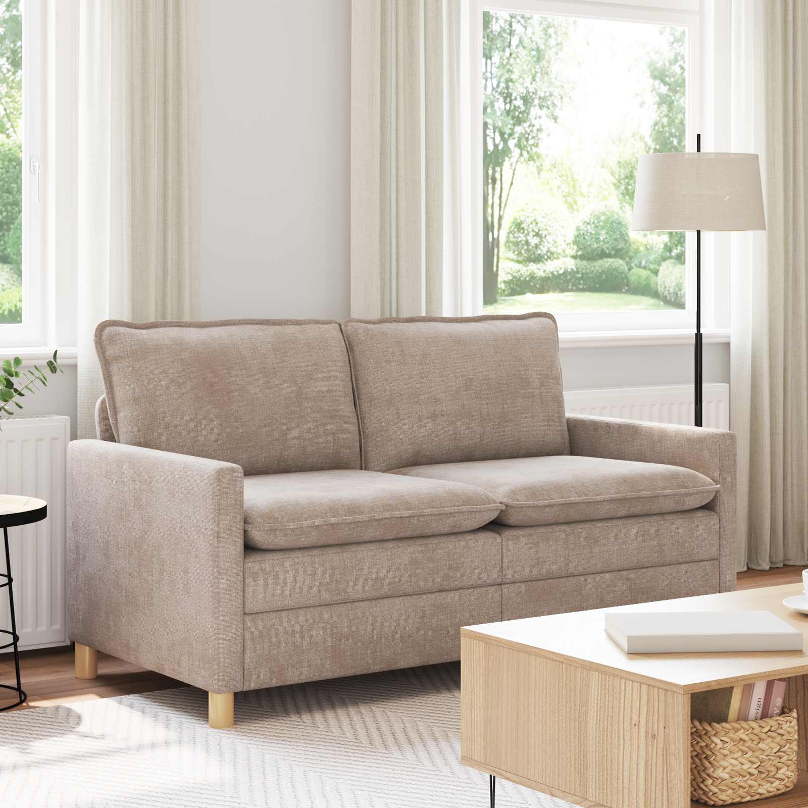 Bank Beige 156 x 81 x 87,5 cm Polyester – afbeelding 1