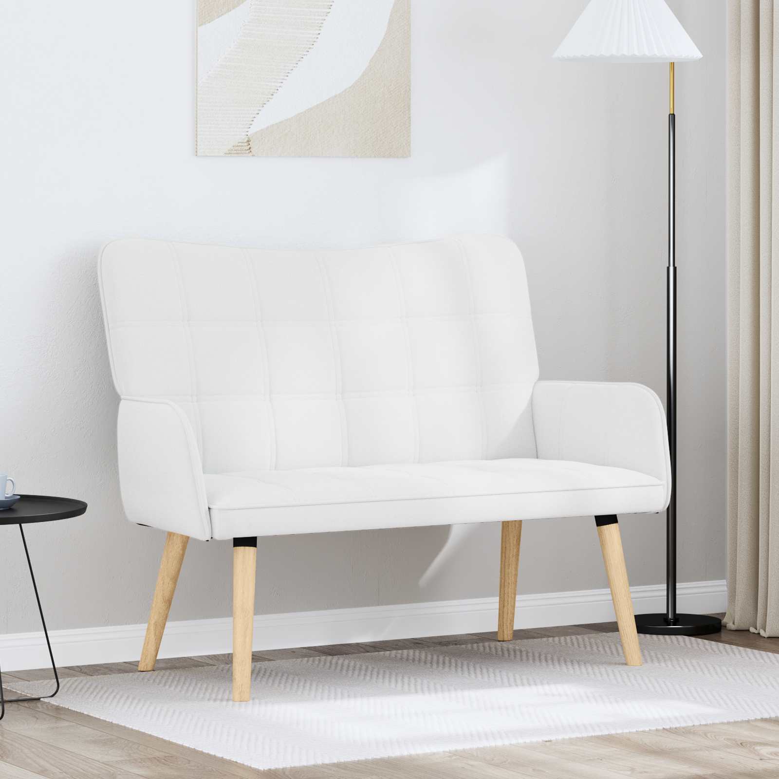 Twee Persoons Sofa Wit 115 x 61 x 87 cm Stof – afbeelding 1